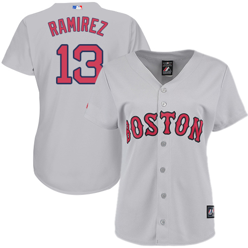 Red Sox #13 Hanley Ramirez Grey Road Women's Stitched MLB Jersey